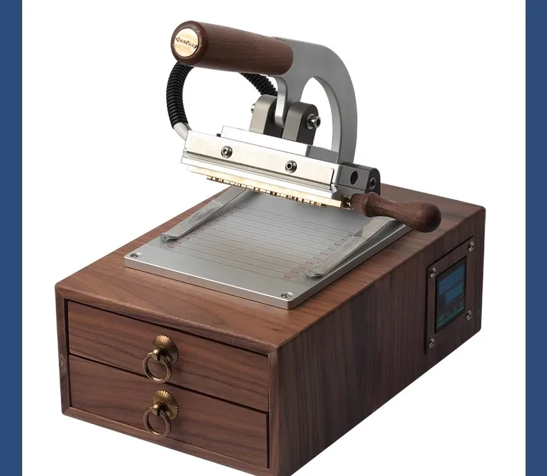 Y  WT-90XT Box type Hot Stamping Machine Handmade Leather Goods Walnut Drawer Type Stamping Machine