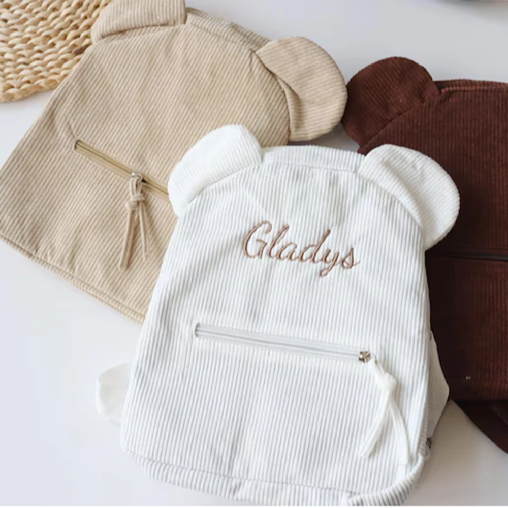 

Solid Color Velvet Personalized Name Trendy Casual Simple Travel Bag New Style Corduroy Fashion Women's Backpack Embroidery Name