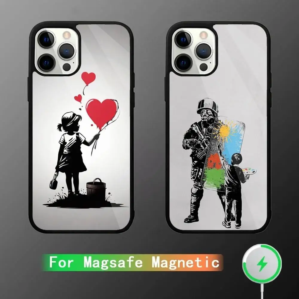 

Street Art Banksy Graffiti Phone Case For iPhone 16,15,14,13,12,11,Pro,Max,Plus,Mini,SE New Magsafe Magnetic Wireless Charging