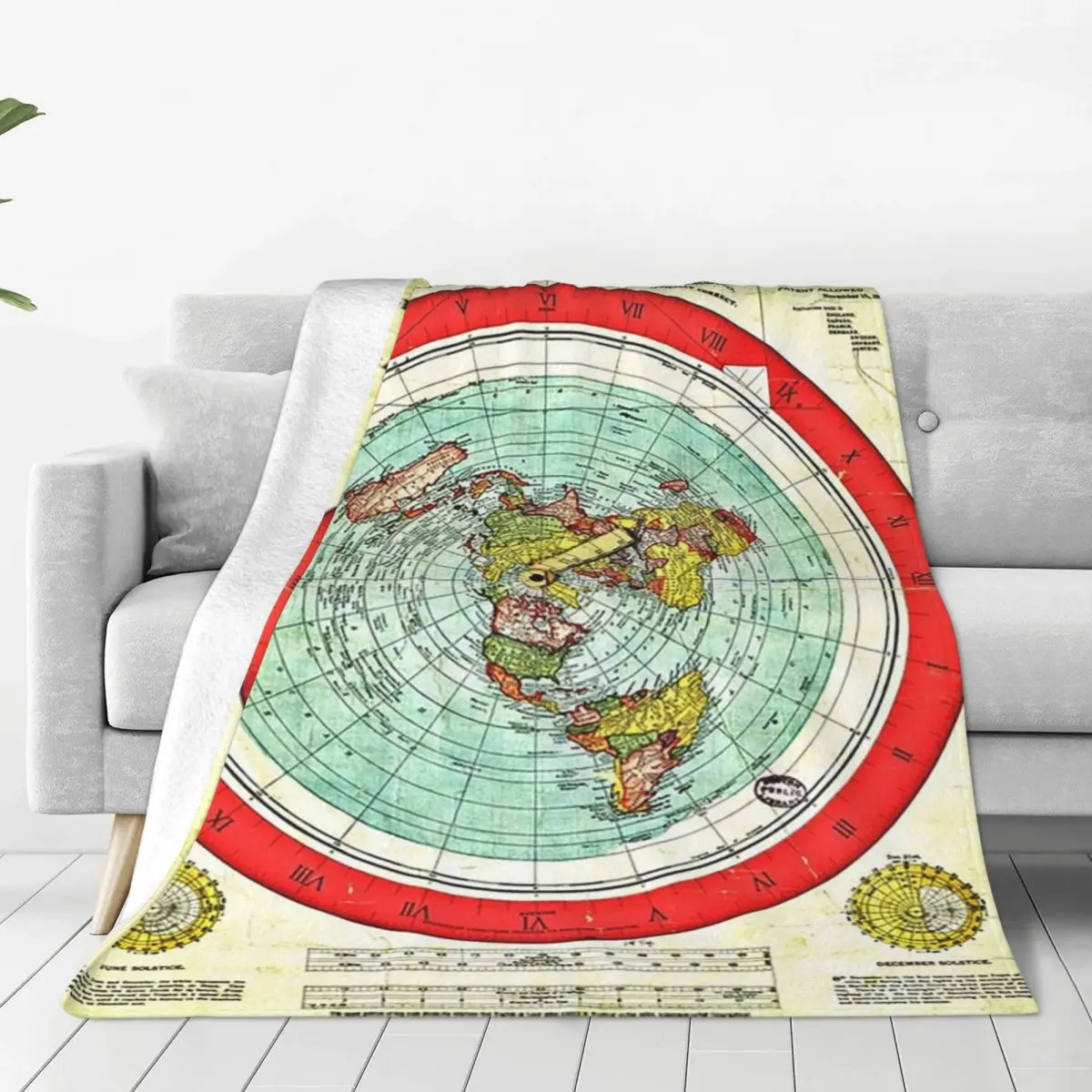 Gleason 1892 Flat Earth Map Research Flat Earth Blanket Fleece Warm Sofa Throw Blankets For Home Bedroom Throws Bedspread Quilt