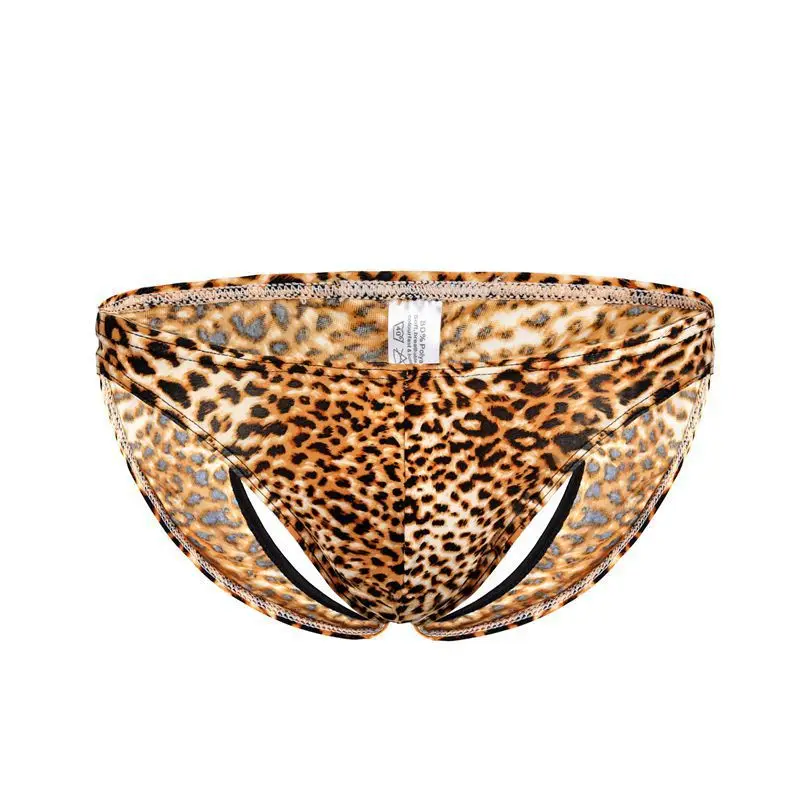 

Men's Sexy Jockstrap Gays Erotic Low Waist U Convex Pouch Panties Leopard Homme Fashion Open Butt Underpant Soft Elastic Mankini