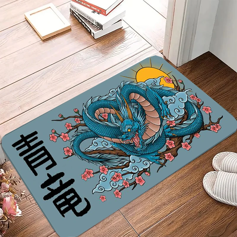 Japanese Dragon Mat Home Indoor Welcome Cartoon Design Doormat Non-slip Anti-wrinkle Entrance Floor Carpet  Bathroom Bedroom Rug