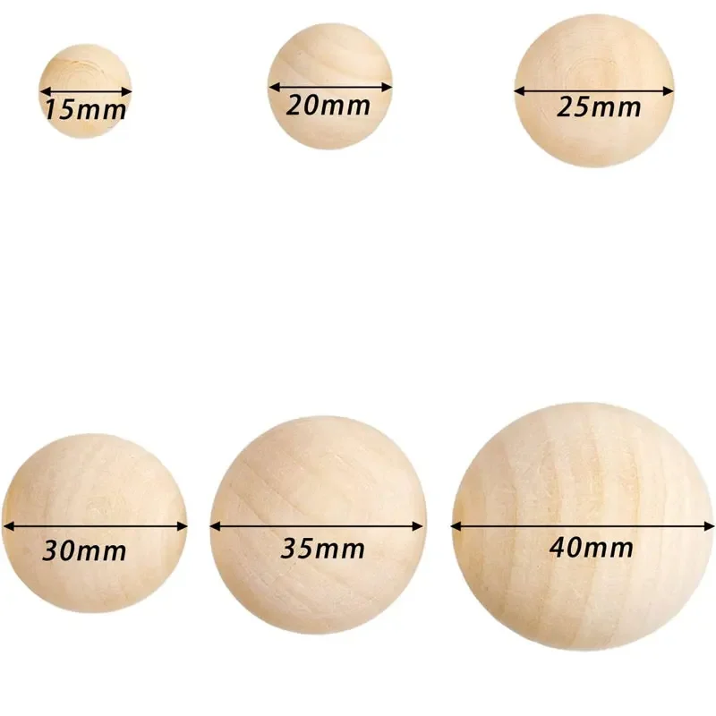 2-100Pcs DIY Natural Half Wooden Beads Split Wood Balls Unfinished Half Wood Balls for DIY Craft Kids Arts Home Decor 12-40MM