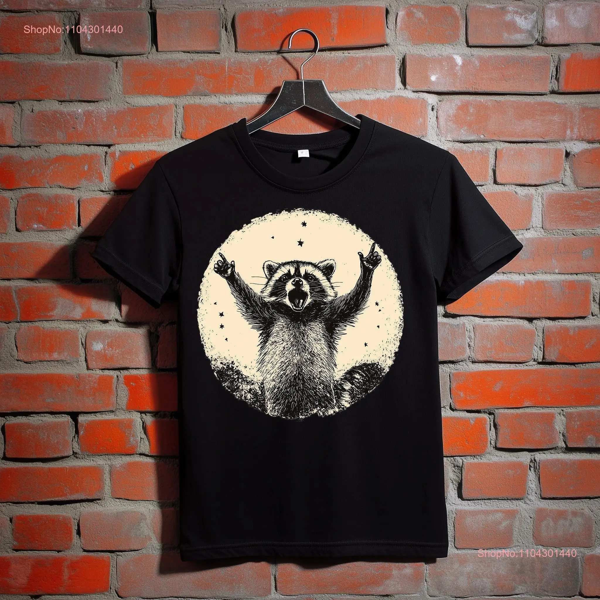 

Футболка «Енот, кричать на Луну», забавная ночная сцена, старая школа, смелый дизайн, для любителей животных, с длинными или короткими рукавами