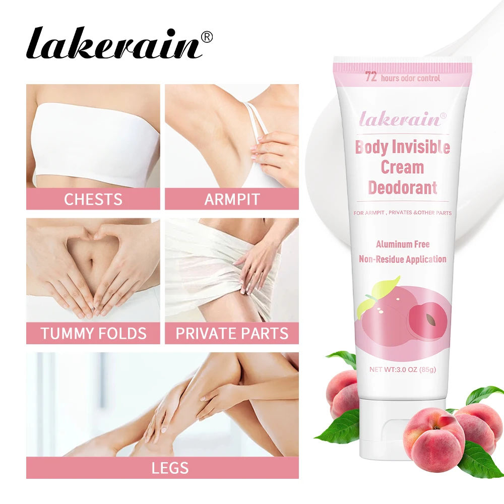 Fruit Scent Invisible Deodorant Cream 72H Odor Control Underarm Sweat Care Fresh Fruity Fragrance Body Antiperspirant Cream For Women Daily Use