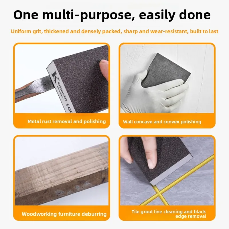 Single sided sponge sand block trimming sandpaper woodworking metal furniture model paint wall putty wet dry dual-use