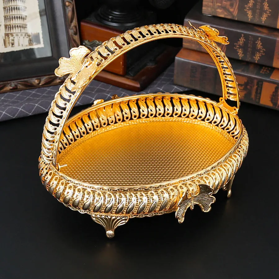 

Square European exquisite portable fruit basin, high-end light luxury home coffee table decoration large-capacity fruit basket