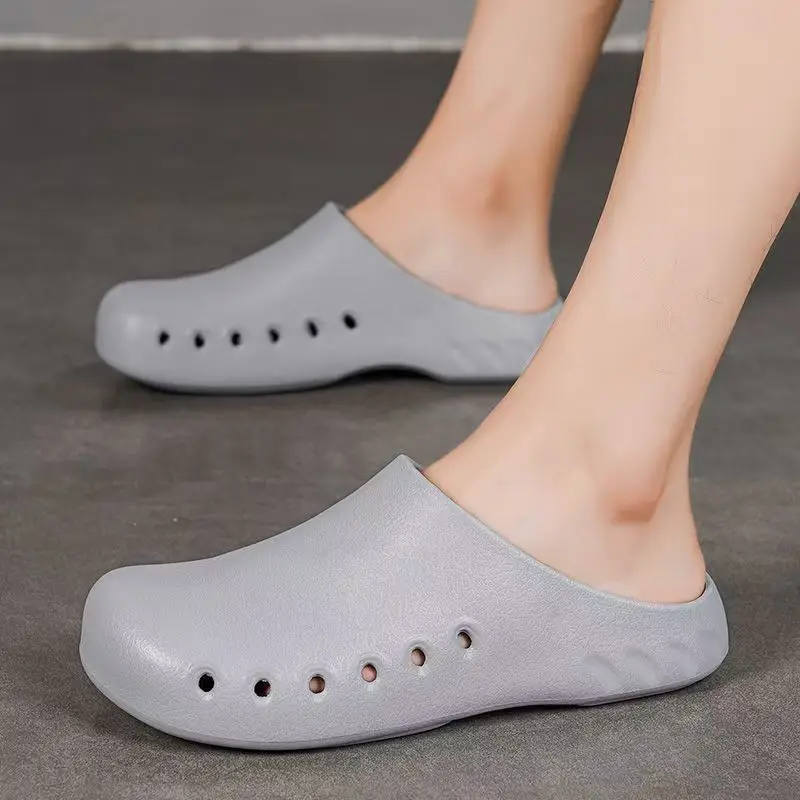 

Мужские водонепроницаемые полусандалии-шлепанцы с закрытым носком, литье под давлением, легкие, нескользящие, для улицы, пляжа, для пар, для операционных