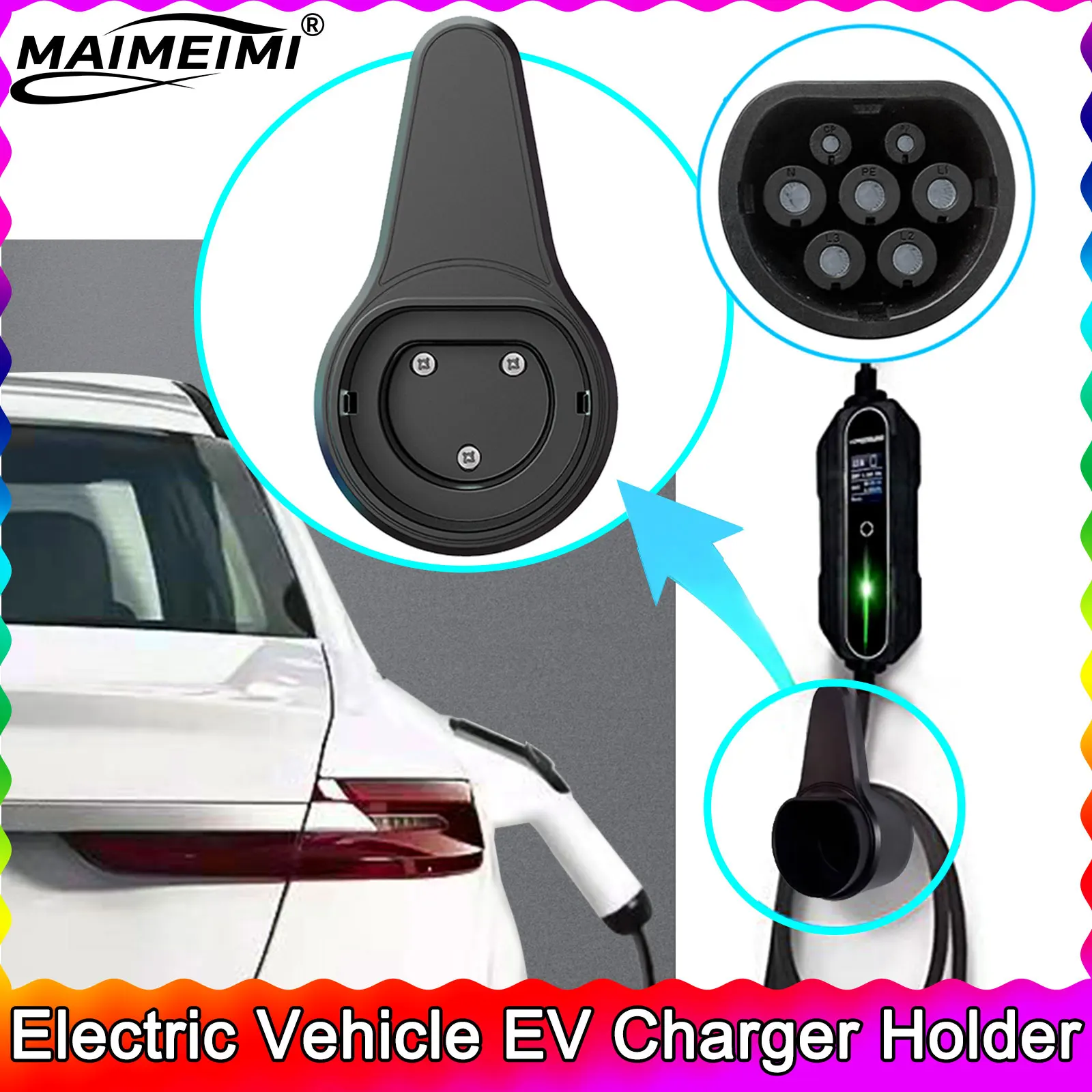 

Для электромобиля, держатель зарядного устройства для электромобилей, кобура, док-станция, тип 2, зарядный кабель, дополнительная защита, ведущий настенный ящик