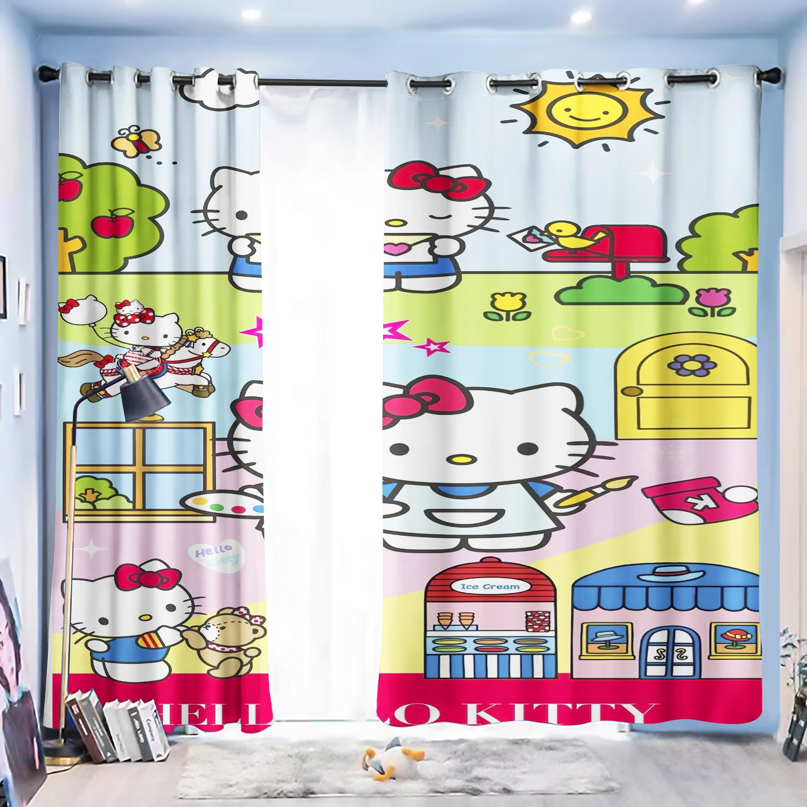 

Hello Kitty Cartoon Curtain Blackout Polyester Animated Fashion Suitable for Bedroom Kids Adult Gifts