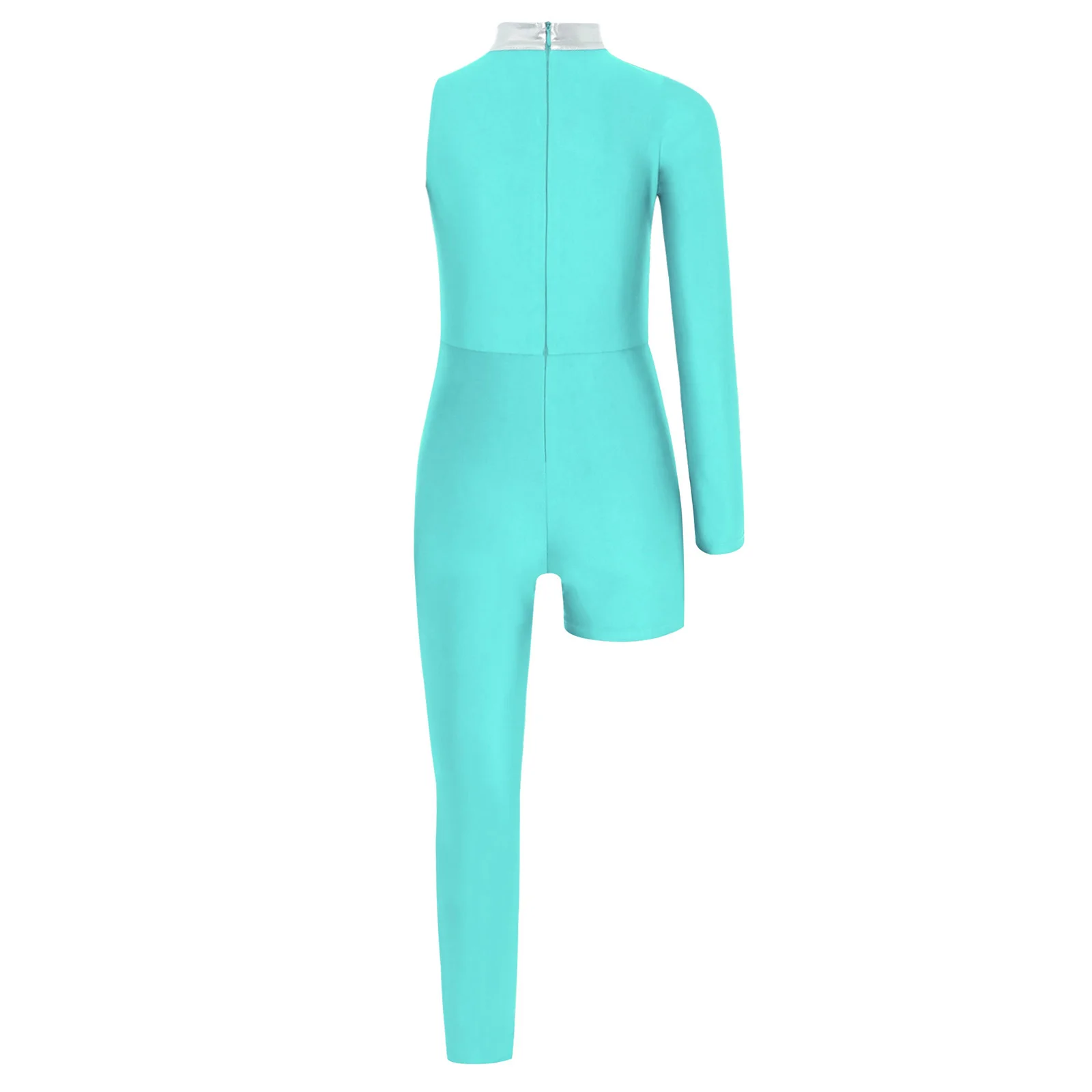 Niños Niñas elegante gimnasia patinaje artístico danza traje de actuación lentejuelas brillantes pierna asimétrica para monos de baile de escenario