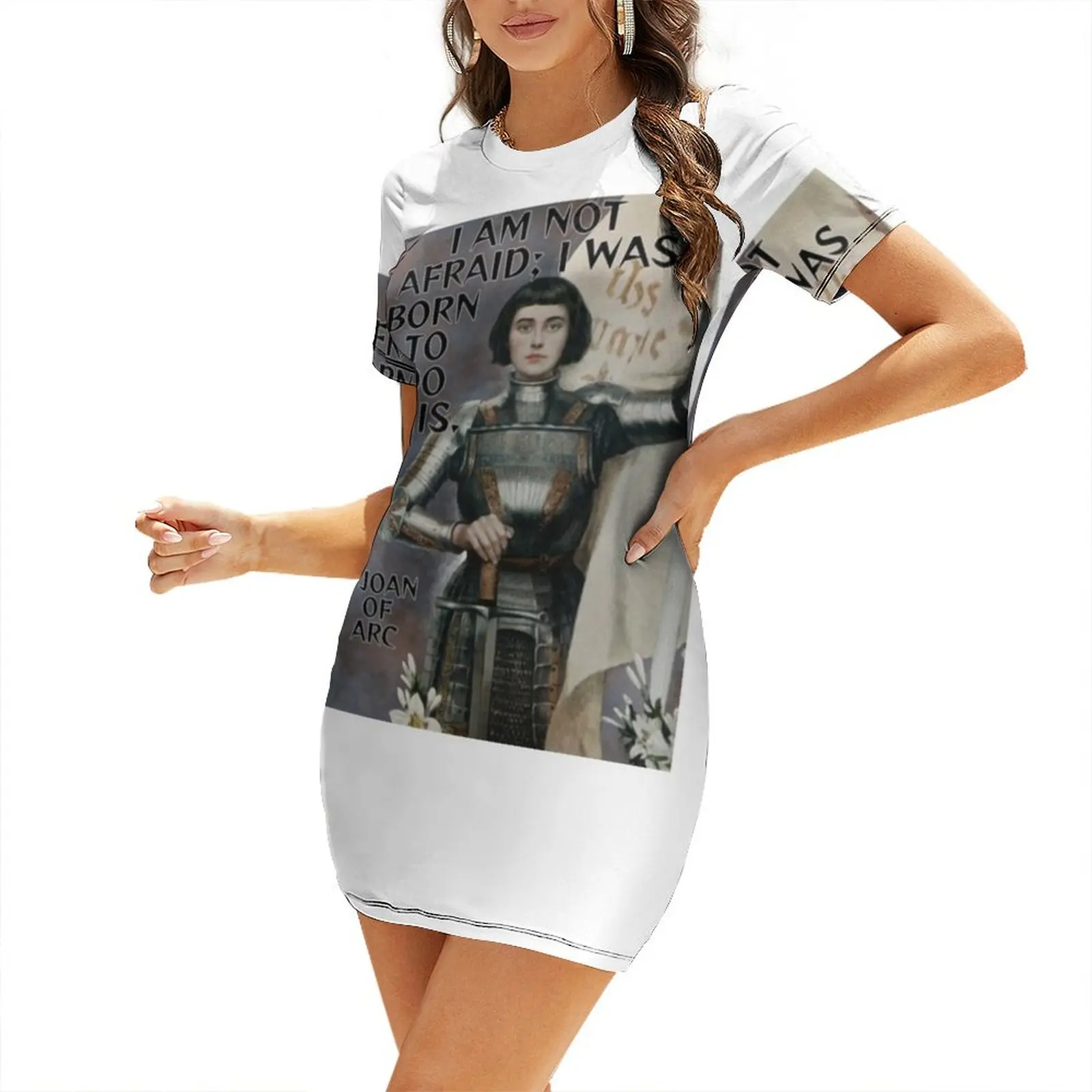 

Radical Feminist Quote - Joan of Arc - I Am Not Afraid; I Was Born To Do This. Short Sleeved Dress Casual dresses