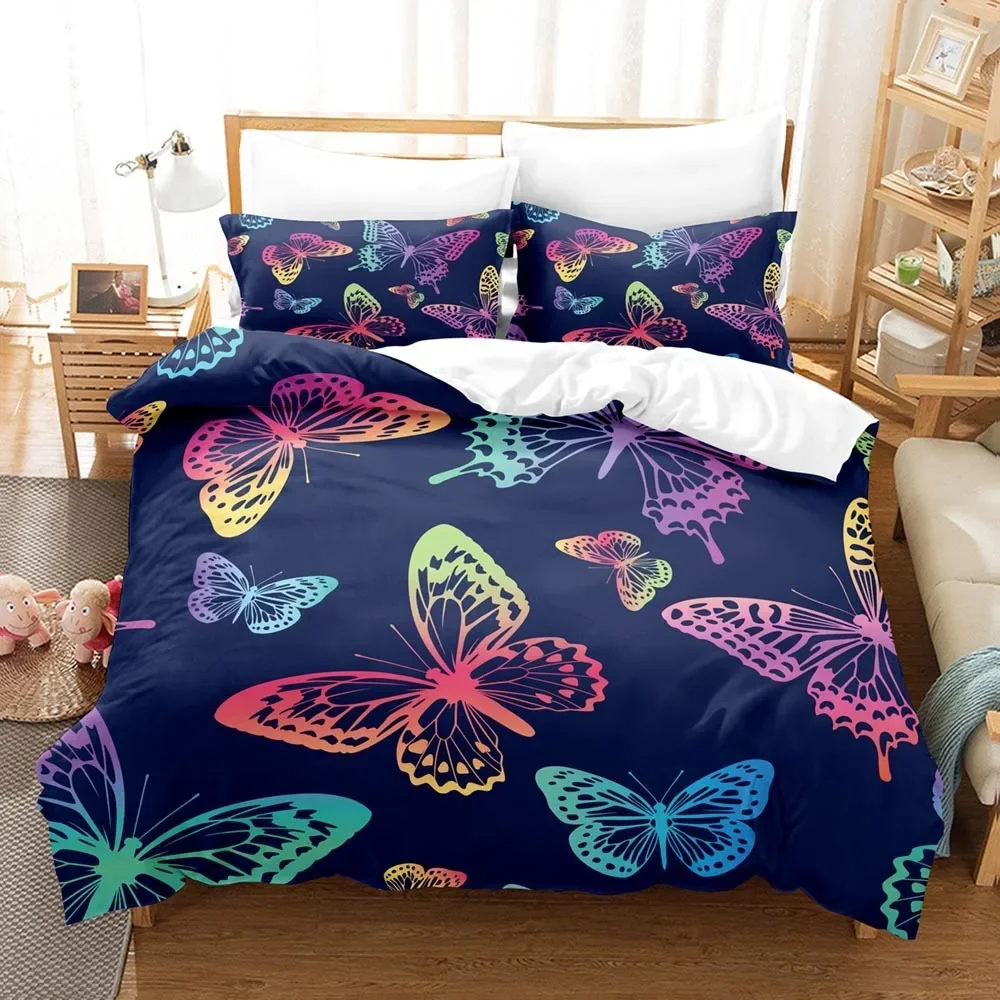 

Dream Butterfly Bed Duvets For Single Beds Free Shipping Print Insect Series Comforter Bedding Sets Luxury 2/3pcs Mainland China