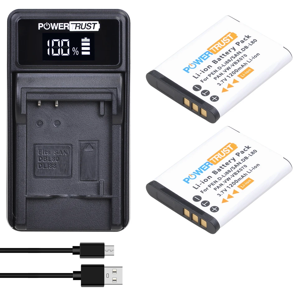 D-LI88 DLI88 DBL80 Camera Battery and Charger for Sanyo Xacti DMX