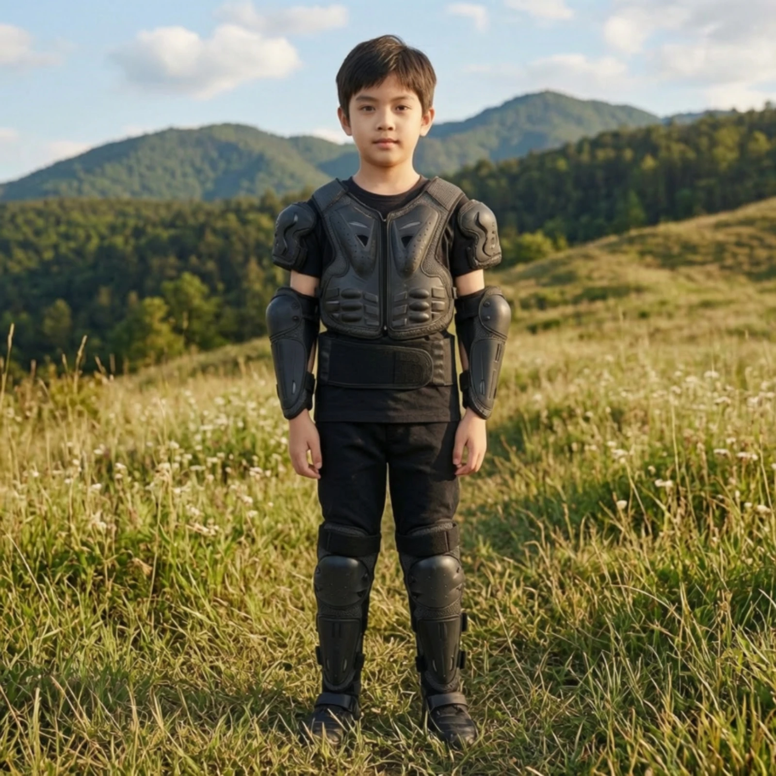 Chest Protector with Knee Pads Long-Lasting off-Terrain Protective Gear Set Chest Vest with Guards Lightweight Torso Protector