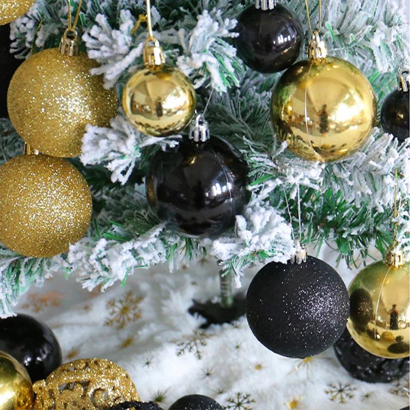 100pcs Black Gold Christmas Ball Decorations Xmas 3 4 6cm Baubles Tree Hanging Pendant For 2025 Navidad Noel Party Ornaments