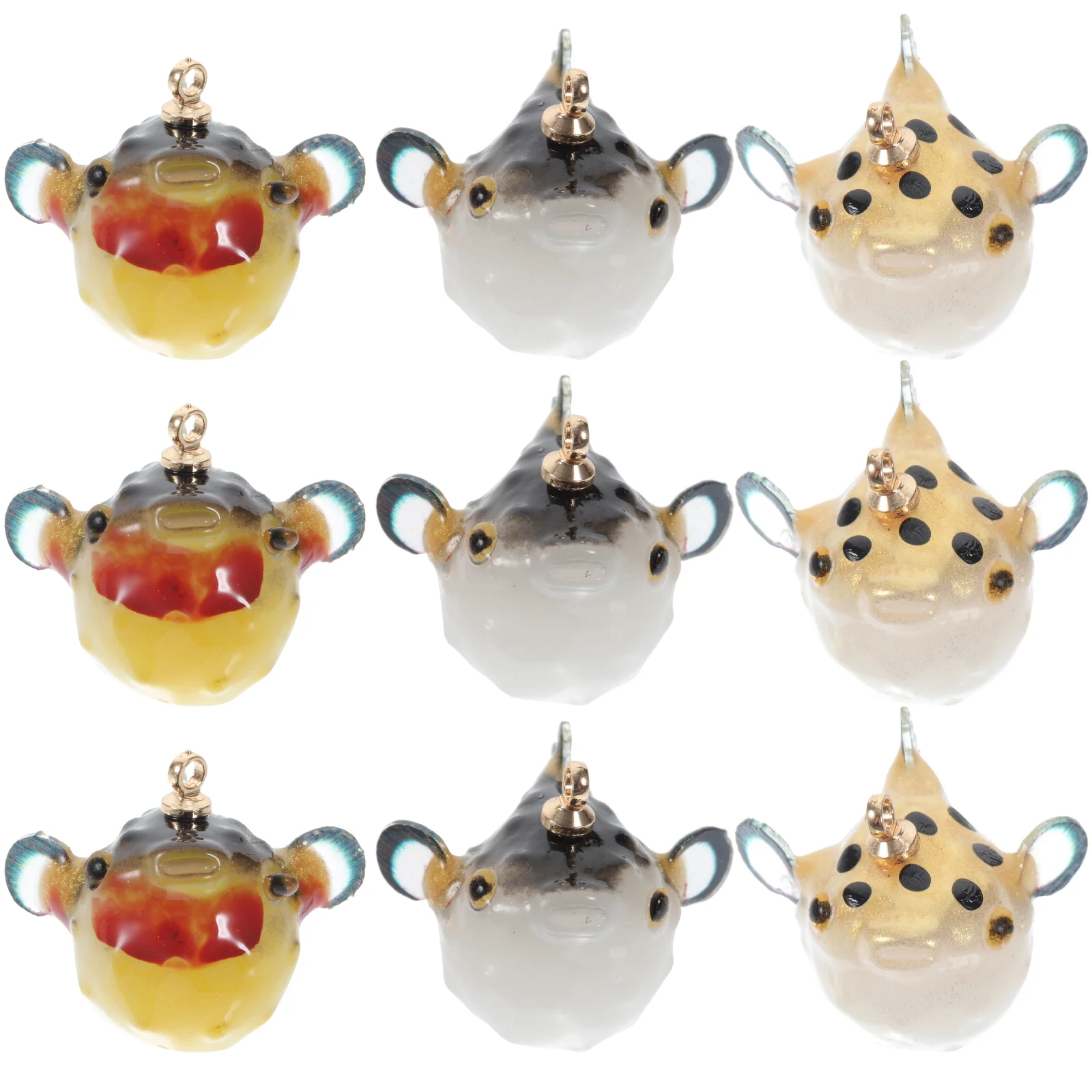 

12 Pcs Multipurpose Resin Small Goldfish Puffer Pendant Locket Charm Jewelry DIY Supplies