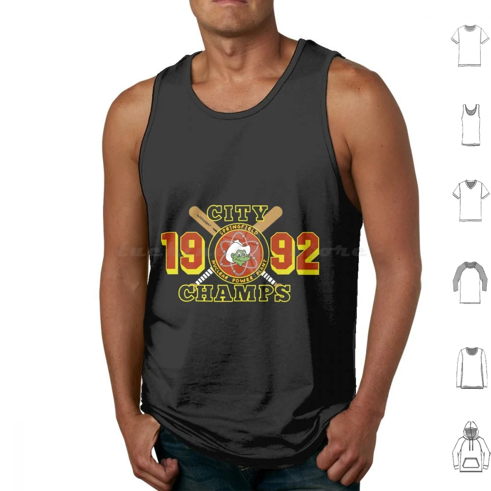 1992 City Champs Springfield Nuclear Plant Tank Tops Print Cotton The Funny Homer Meme Bart Lisa Cartoon 90s Marge Tv