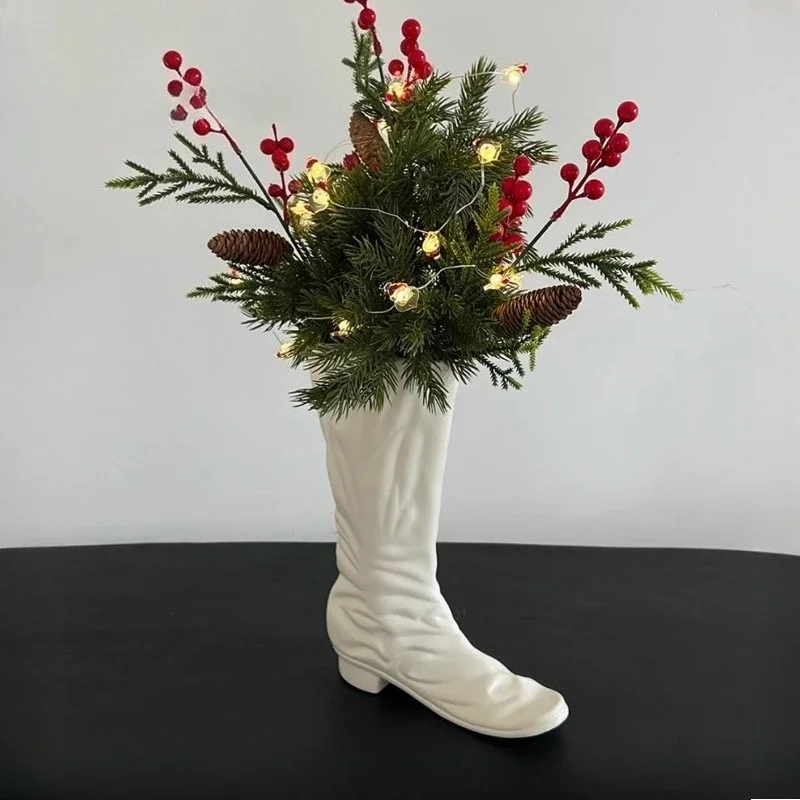 Nordic style ceramic boot vase Wabi Sabi home decoration creative ceramic flower arrangement container aesthetic home decoration