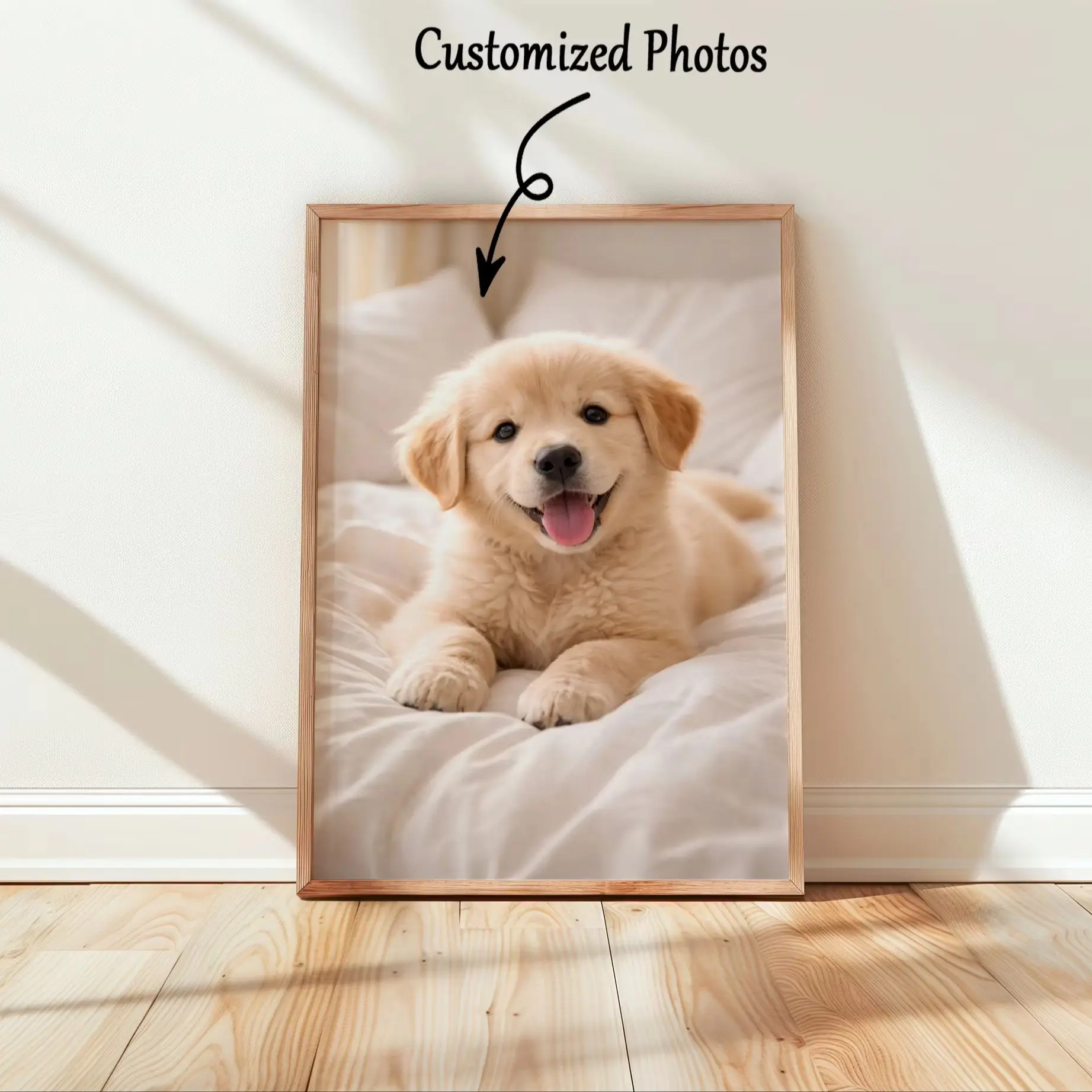 Custom Photo Canvas Print, Personalized Unframed Wall Art for Friends, Poster for Bedroom Wall Decor & Pet Portrait Memory Gift