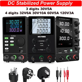 3/4 digital USB adjustable laboratory DC power supply 30V5A 10A regulated voltage current stabilizer 60V5A 120V3A for repair