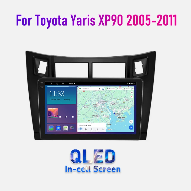 9'' For Toyota Yaris XP90 2005-2011 Car Radio 4G SIM Reversing Image Stereo Bluetooth Google Map Carplay Android 15 Auto GPS FM