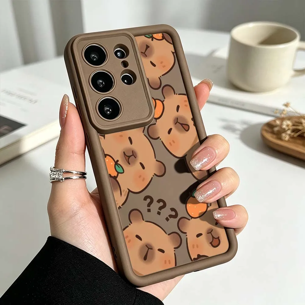 Creative Cute Capybara Pattern Phone Case For Samsung Galaxy S26 S25 S24 S23 S22 S21 S20 Ultra Plus FE Eye Ladder Silicone Cover