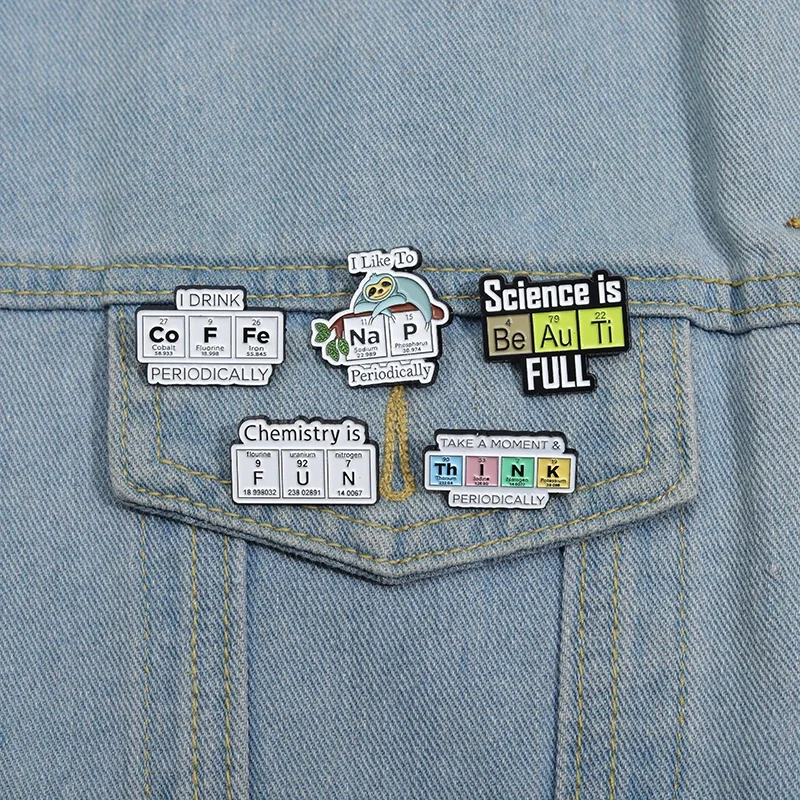 Chemical Elements Enamel Pins Hydrogen Oxygen Nitrogen Carbon Brooches Protons Of Atoms Lapel Badge For Student Backpack Jewelry