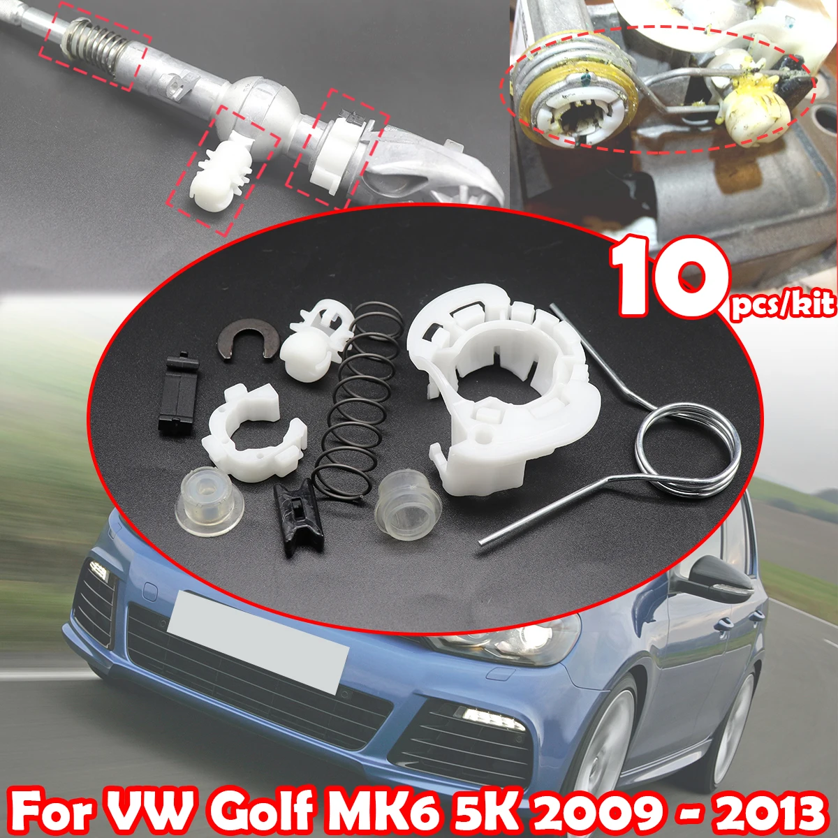

For VW Golf MK6 5K 2009 - 2013 Gear Shifter Selector Lever Shaft Gear Stick Spring Bushing Shift Issue Fix Linkage End Gearstick