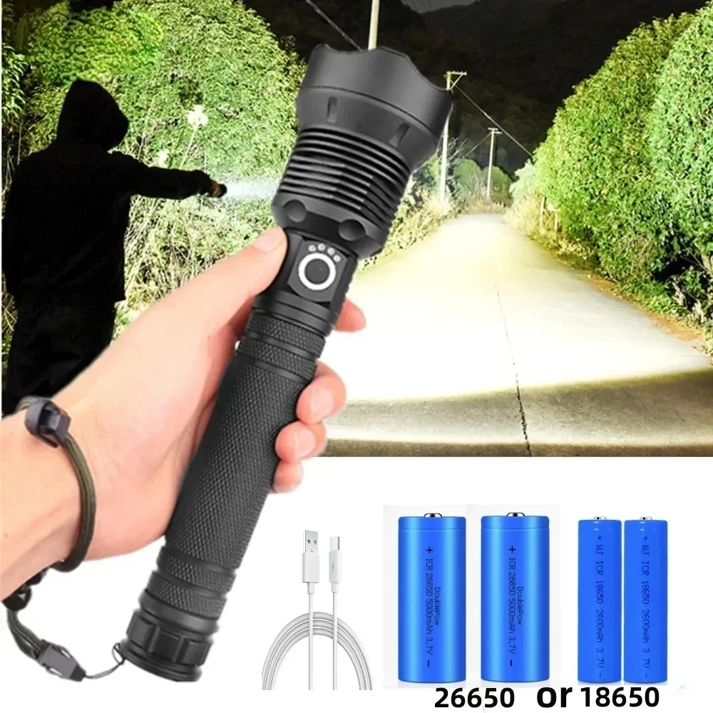 USB Powerful xhp70.2 Flashlight Torch Super Bright Rechargeable Zoom LED Tactical Torch xhp70 18650 or 26650 Battery Camp Lamp