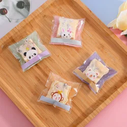 100pcs/lot 7*7cm Cartoon Animal Four in One Self-adhesive Sealing Biscuits Bags Food Candy Cake Chocolate Cookies Packaging Bag