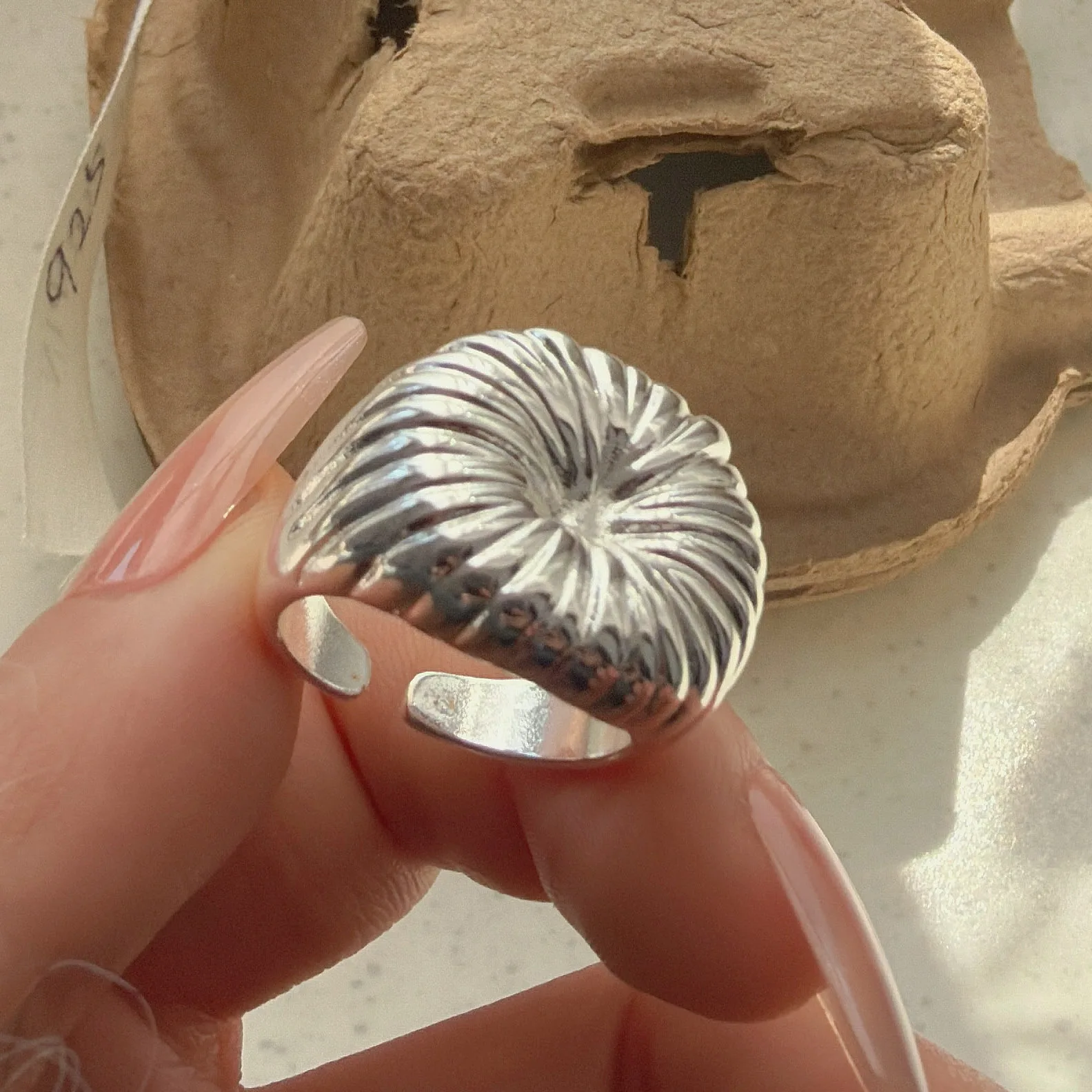 

925 Sterling Silver Rings For Women Simple Vintage Handmade Adjustable Big Flower Ring Fashion Band Female Bijoux Gift