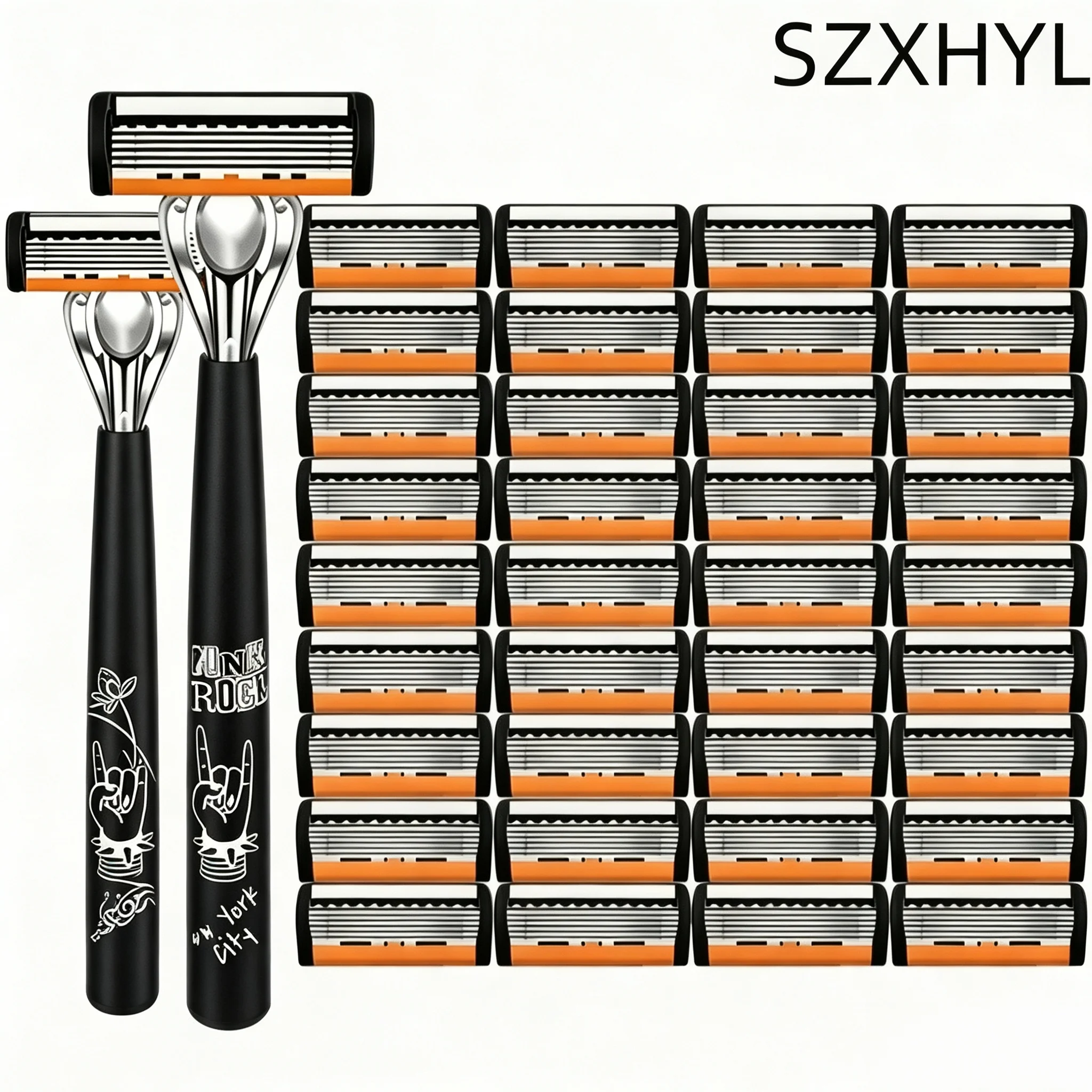 New Design Men's Waterproof Manual Razor SIX Layer Stainless Steel Blade Classic Shaving No Skin Irritation Shaver Heads