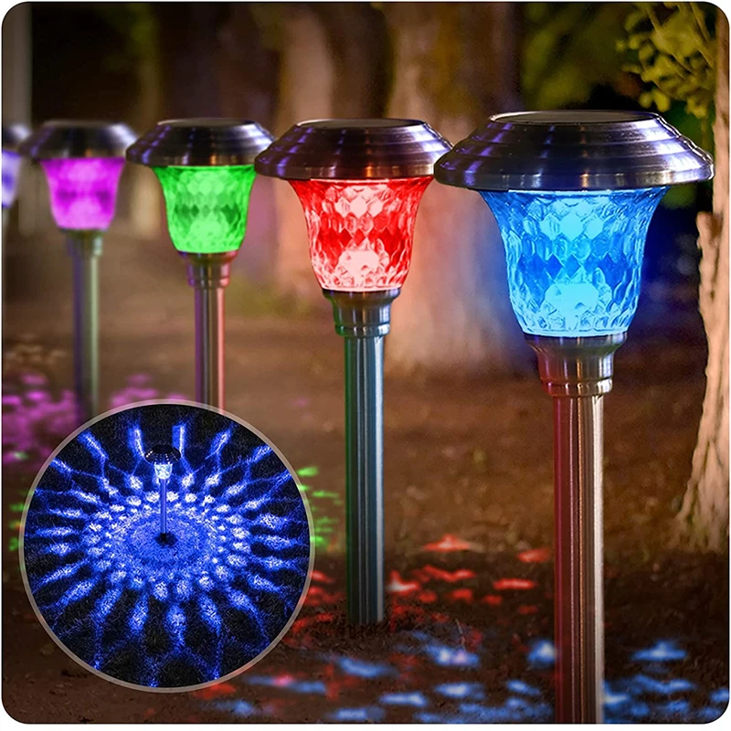 

Solar Garden Lights Outdoor 7 Colors Auto Changing Solar Powered Stainless Steel Waterproof Light for Yard Walkway Solar Lamp