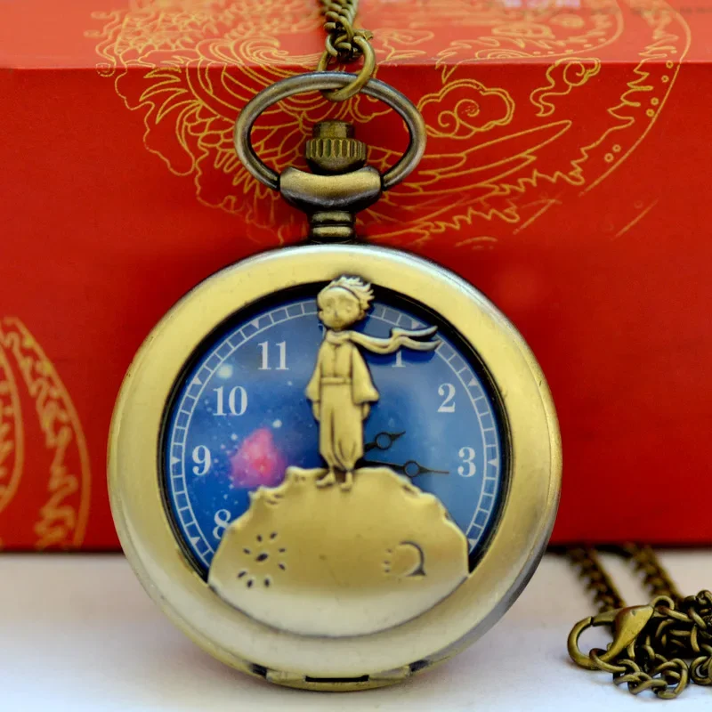 1/3/5/10/20PCS Pocket Watch B612Planet Hollow Vintage Hollow Out Flower Quartz Necklace Pendant Chain Clock Gifts Popular Gifts