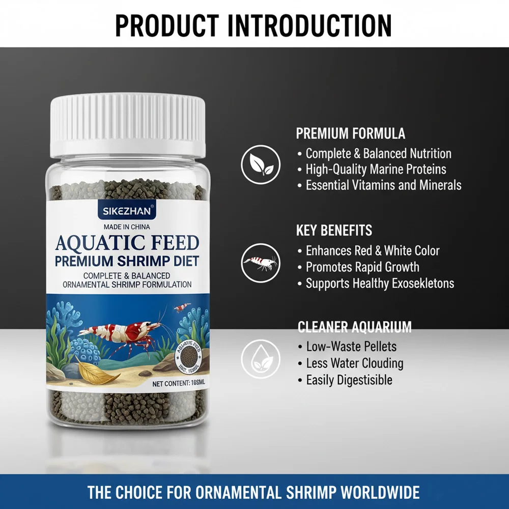 105ml Premium Aquarium Shrimp Food Sinking Pellets Complete Diet For Ornamental Cherry Crystal Red Neocaridina Aquatic Fish Feed