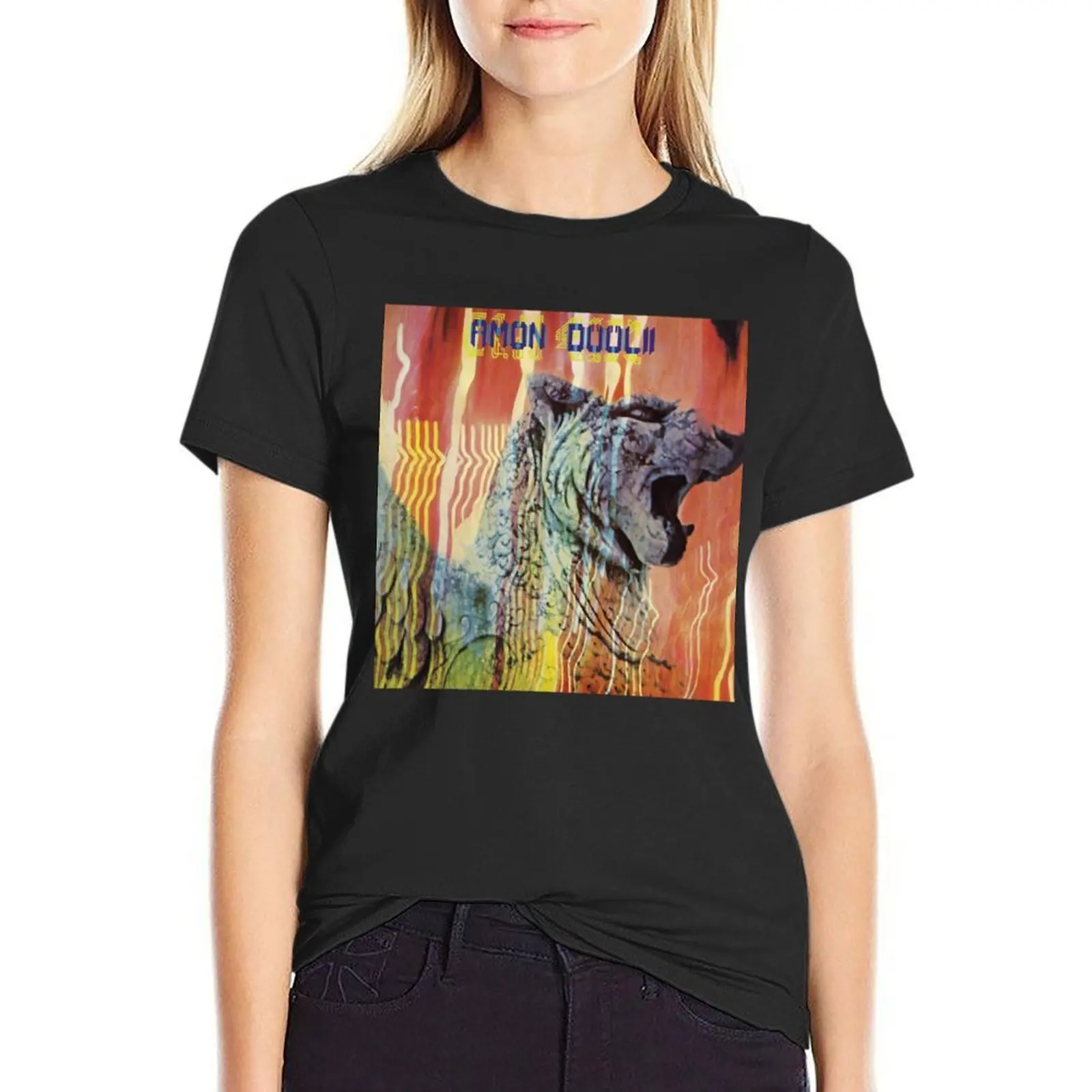 Amon Düül II Wolf City album 1972 T-Shirt korean fashion blacks black t-shirts for Women