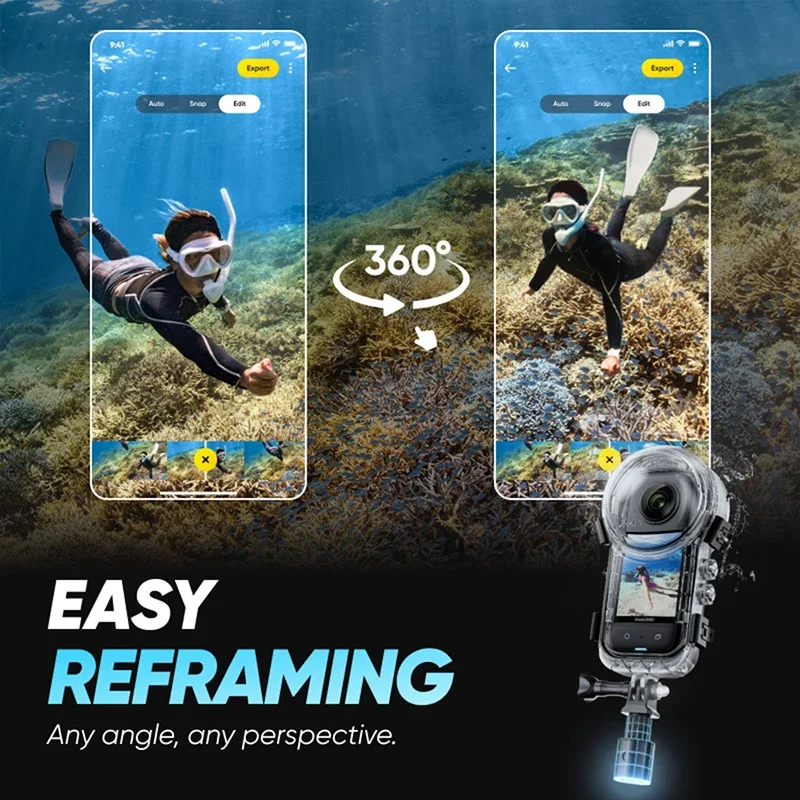 Waterproof Dive Case for Insta360 X4 Invisible Diving Case for Insta360 X4 Housing Cover Underwater 50M Dive Shell Accessories