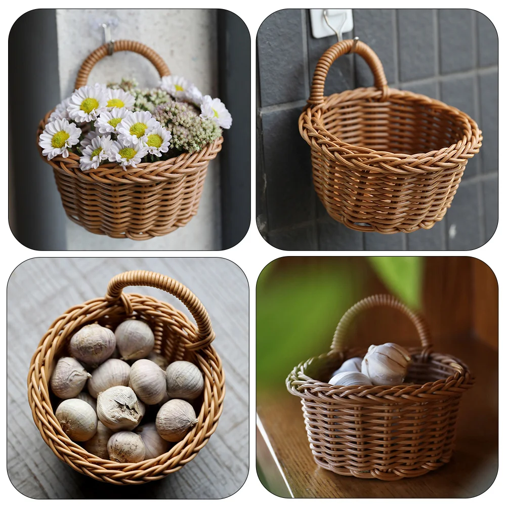 Mir de Rangement de Cuisine, Décoratif, Multifonction, Créatif, Mural, Tissé, Ménage, Rotin