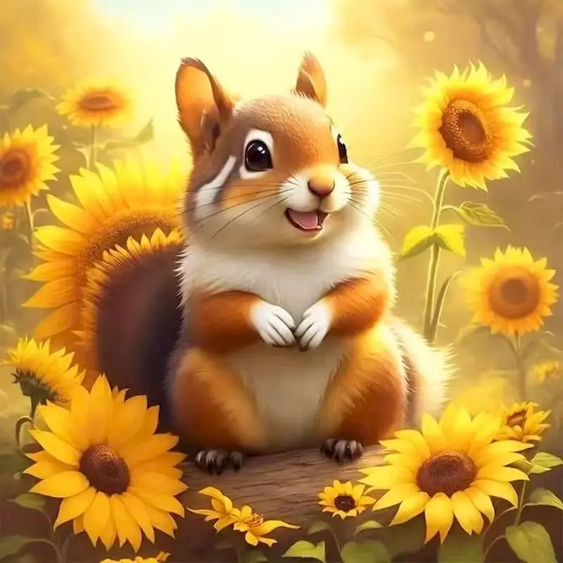 SDOYUNO Squirrel 5D DIY Diamond Painting Flowers and Animals Full Diamond Mosaic Embroidery Cross Stitch Kit Art Home Decoration