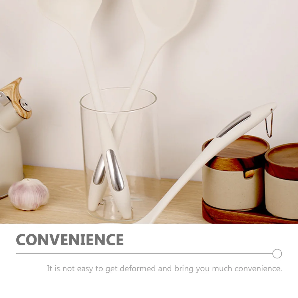 

1Set Silicone Kitchen Utensils Set Nonstick Cooking Tools Heat Resistant Long Handles Hanging Hook for Stir Fry Soup Cookware