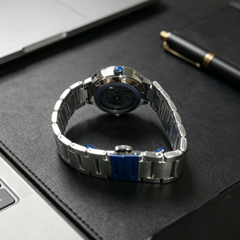 High-End Skeleton Automatic Men's Mechanical Watch, Business Wristwatch, Luminous Waterproof Steel Band Men's Watch, Skeleton Flywheel with Visible Movement, Suitable for Business Formal Wear, Commuting, Casual Daily Use, and Dating, Stable Timekeeping, Wear-Resistant, Scratch-Proof, Light Luxury, Premium Feel, Hot-Selling Men's Light Luxury Watch, the Preferred Choice for Gift-Giving
