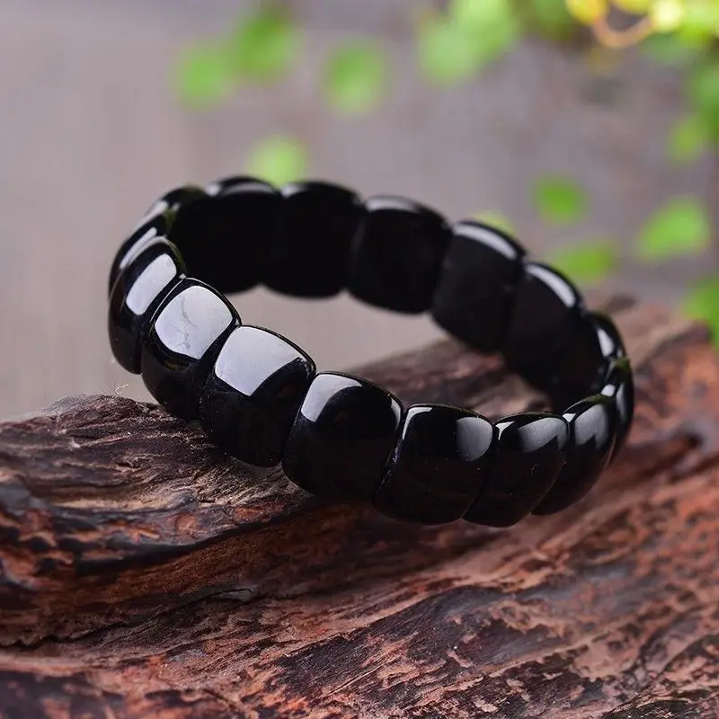 

Black stone hand row men's and women's hand bracelet single circle couple fashion jewelry men's and women's models