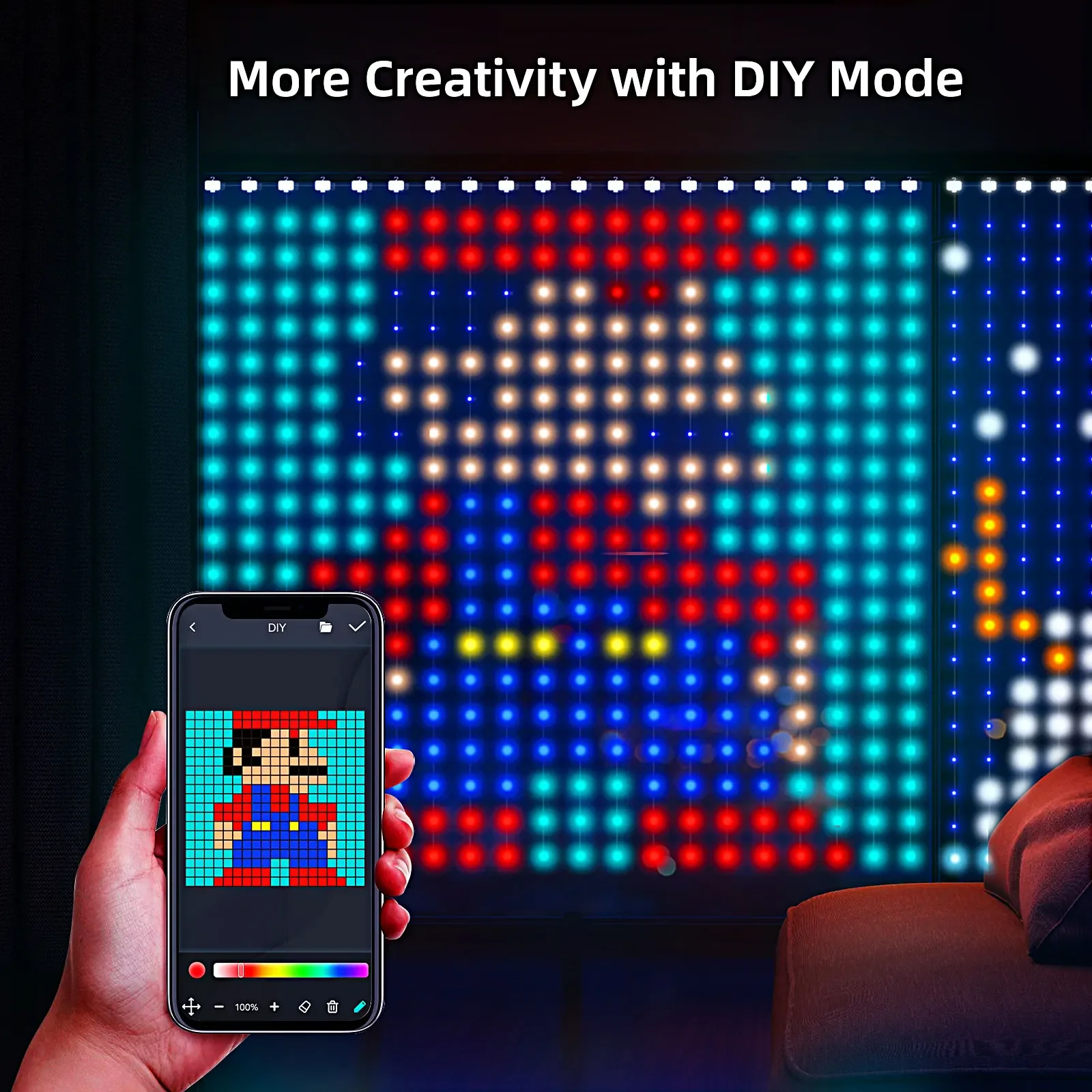 2 قطعة أضواء الستار الذكية LED RGB سلسلة أضواء مع مزامنة الموسيقى APP التحكم عن بعد أضواء الجنية لغرفة النوم ديكور حديقة الحفلات