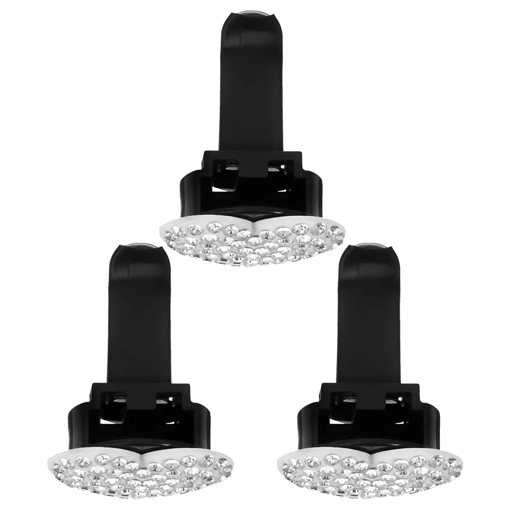 

3pcs Air Freshener Diffuser Heart Decor Rhinestone Clay PP Crystal Charm Car Interior Bling Car Accessories For Women
