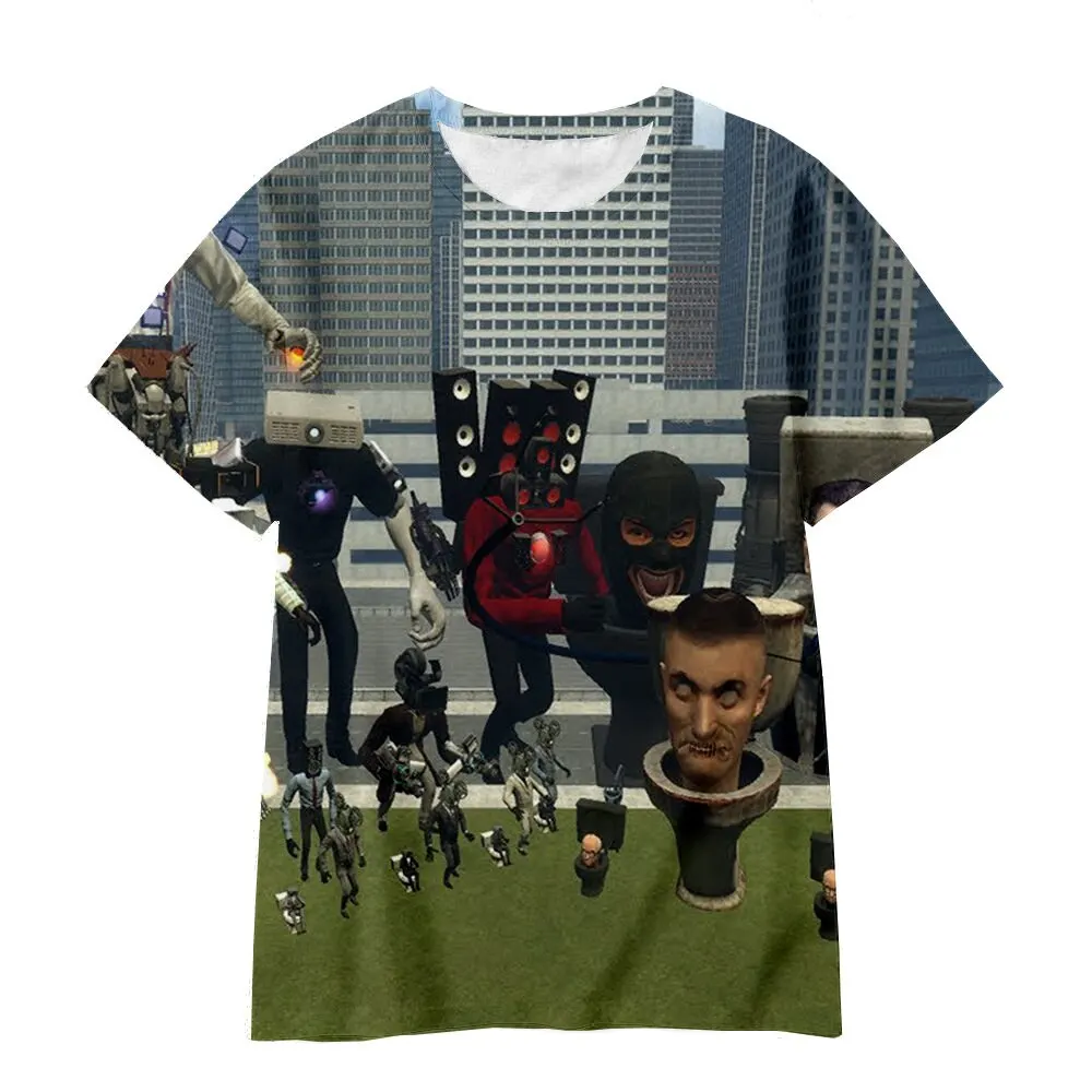 Fun Skibidi Toilet 3D Printed T-shirt Street Men's and Women's Fashion Oversized O Neck T-shirt Children's T-shirt Top Clothing