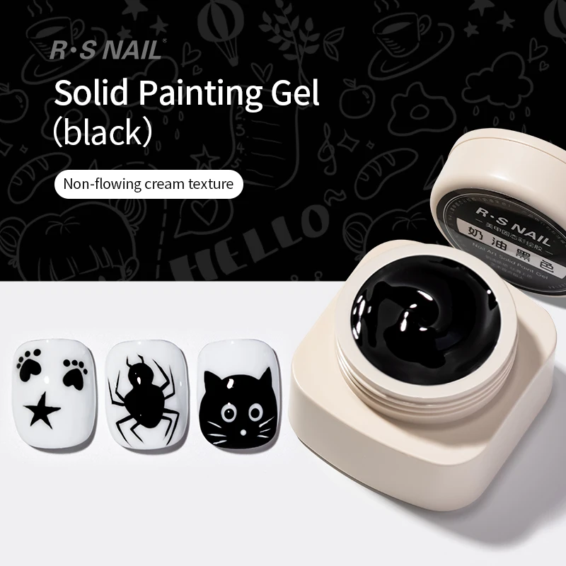 RS NAIL 5g Malgel Nagellack Schwarz Weiß Nagel Malerei Kunst Gel Linie Blume Zeichnung Gel Halbfest UV LED Soak Off Lack