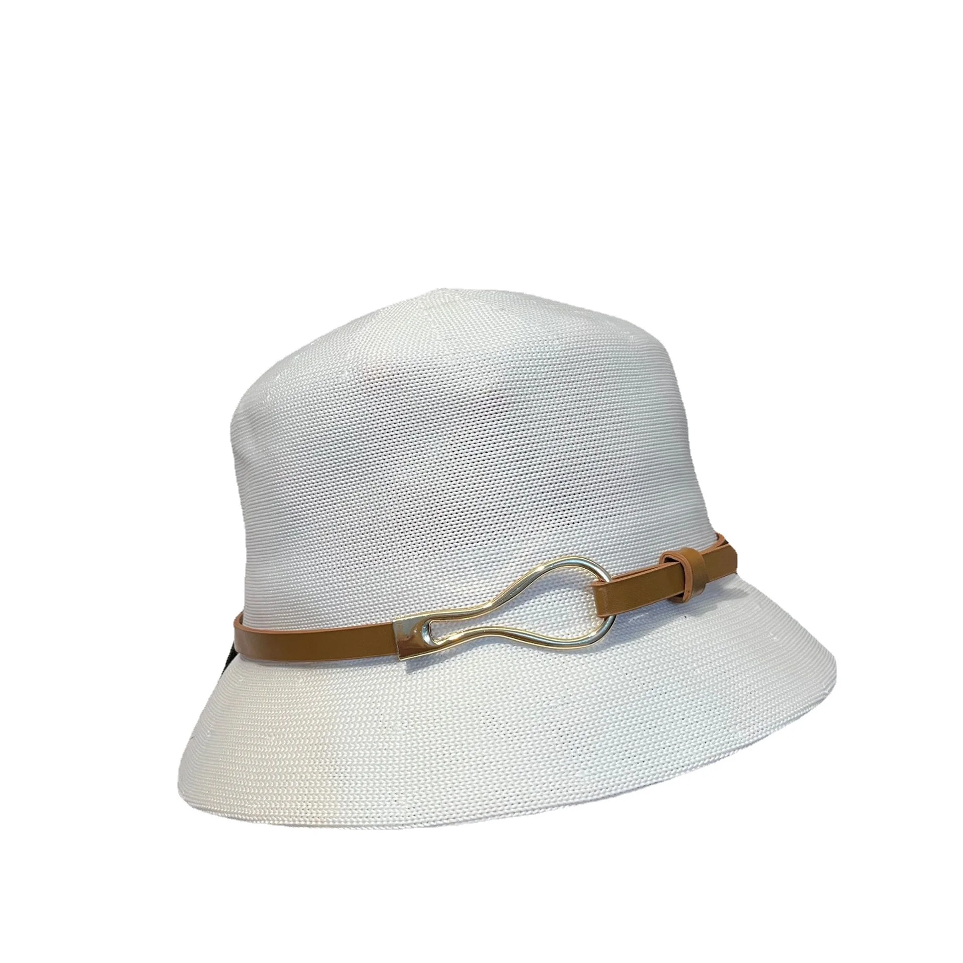 2025 يجب أن يكون لديك! قبعة دلو محبوكة من الحرير الجليدي الخفيف جاهزة للاستخدام الخارجي، بسيطة ومتعددة الاستخدامات مع حزام، حماية أنيقة من الشمس مستوحاة من الطراز الفرنسي