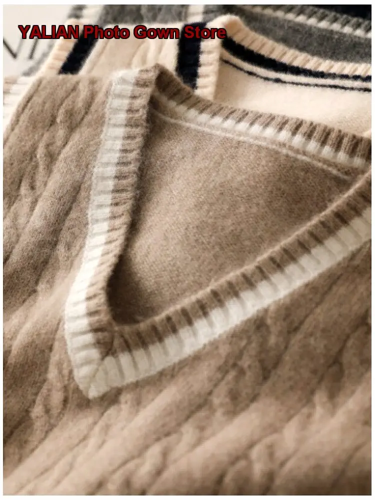 Boys Girls Cashmere V-Neck Vest Autumn Winter Knit Waistcoat Heart-Shaped Collar Infant Cashmere Top Kids
