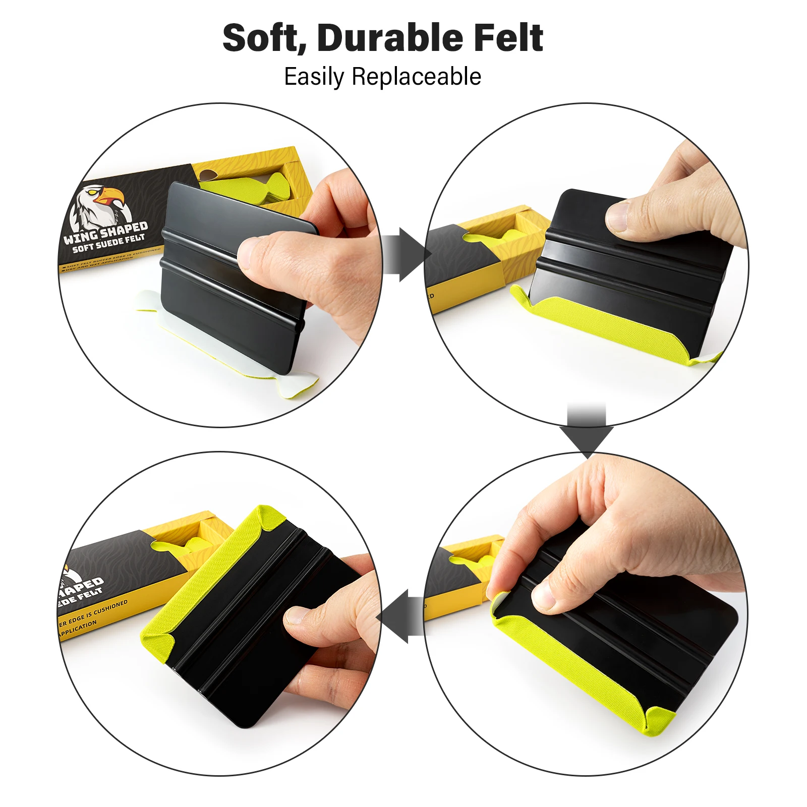 Ehdis 30 unidades/pacote sobressalente envoltório de vinil rodo borda protetora feltro pano de tecido impermeável de 3 camadas para raspadores de cartão de plástico de 10cm